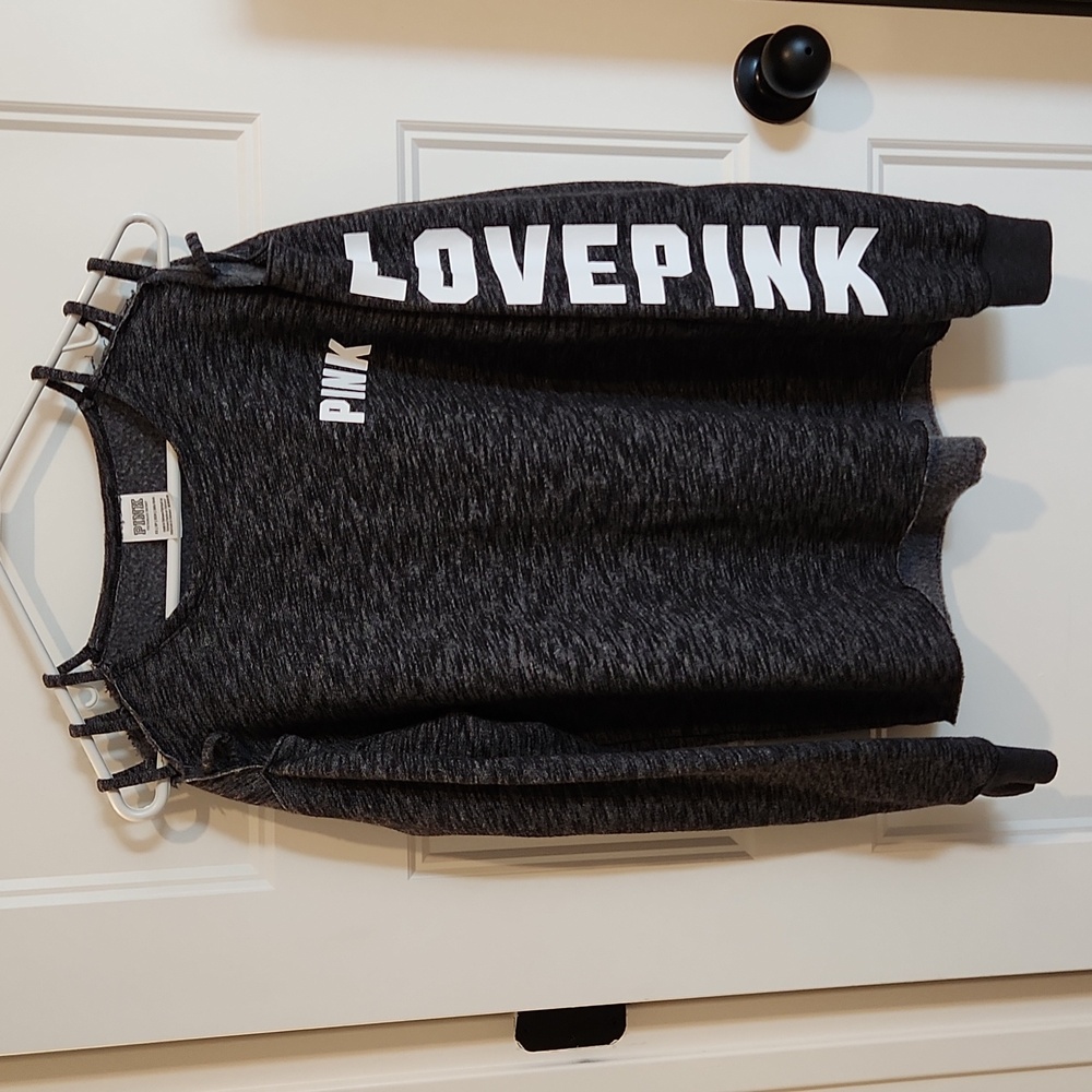 PINK Victoria's Secret Black Ripped XS Sweatshirt